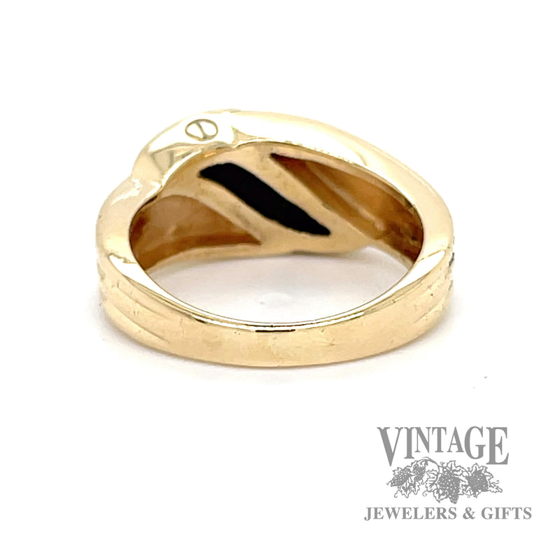 Onyx inlay fluted bypass 14k gold ring bottom