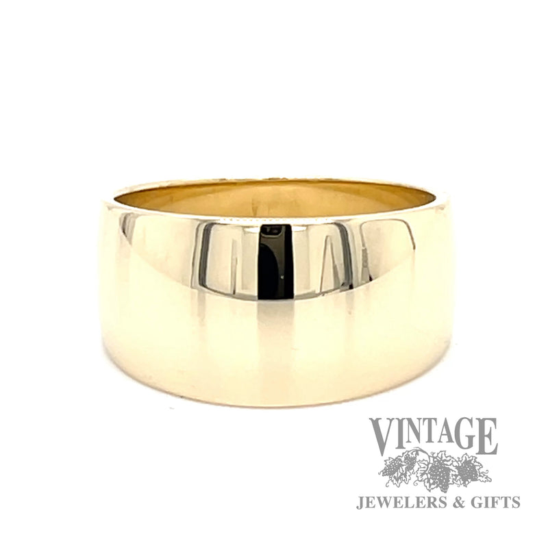 Low domed 14k gold wide tapered ring band