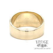 Low domed 14k gold wide tapered ring band bottom