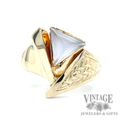 Strellman Retro moonstone 14k gold triangular ring