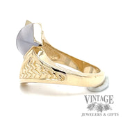 Strellman Retro moonstone 14k gold triangular ring side 2