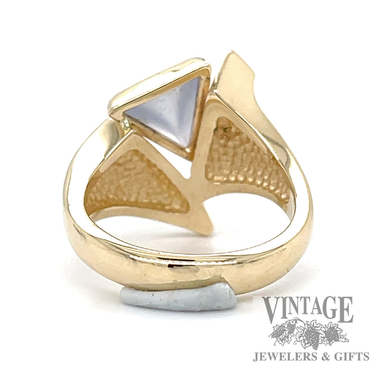 Strellman Retro moonstone 14k gold triangular ring bottom