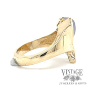 Strellman Retro moonstone 14k gold triangular ring side