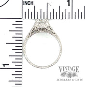 Antique hand engraved platinum and diamond ring scale