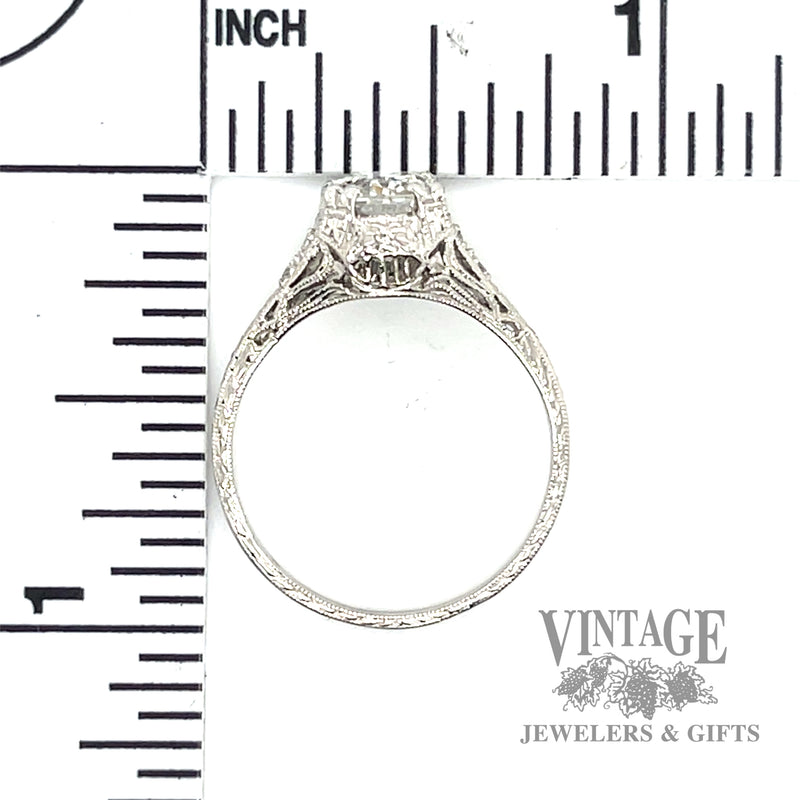 Antique hand engraved platinum and diamond ring scale