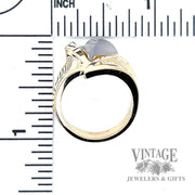 Strellman Retro moonstone 14k gold triangular ring scale