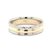 Engraved 14k two tone gold ring band stamp
