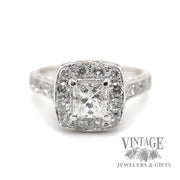 Princess cut 14k white gold and diamond wedding ring set Engagement