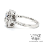 Cushion shaped 14k white gold diamond cluster ring side 2