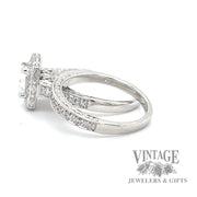 Princess cut 14k white gold and diamond wedding ring set side2