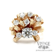 Diamonds in a 14k gold bow ring