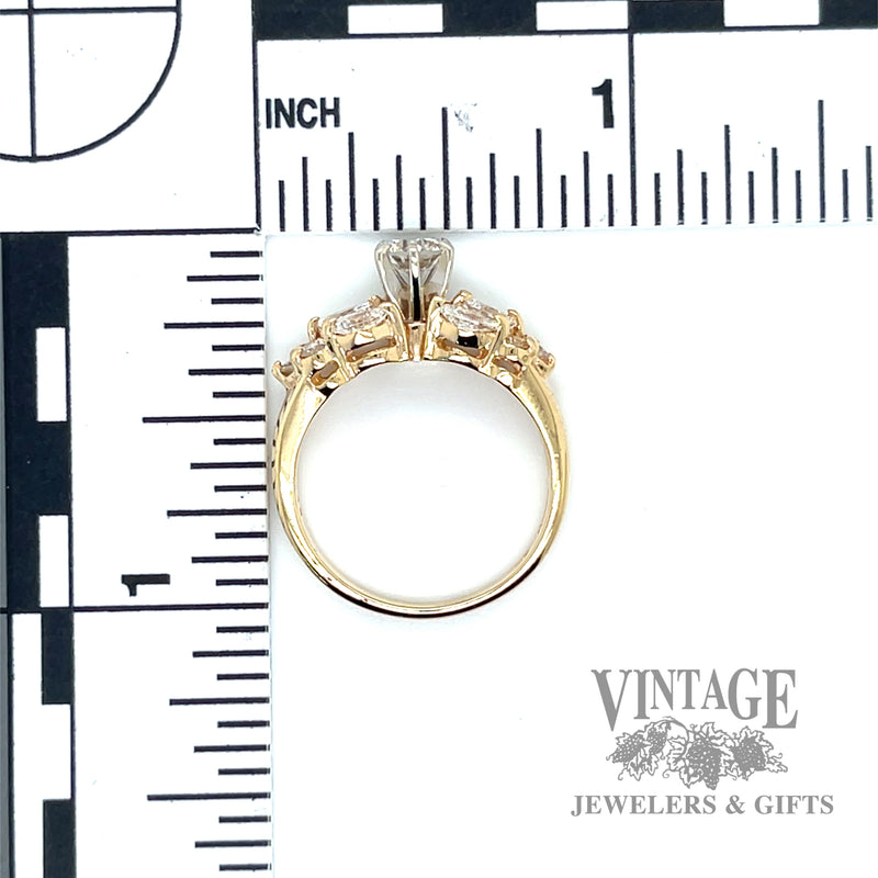 Diamond marquis cluster 14k gold ring scale