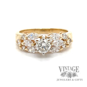 Diamond marquis cluster 14k gold ring