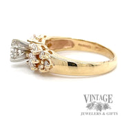 Diamond marquis cluster 14k gold ring side 2