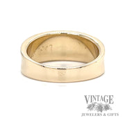 Tapered concave florentine textured 14k gold ring bottom
