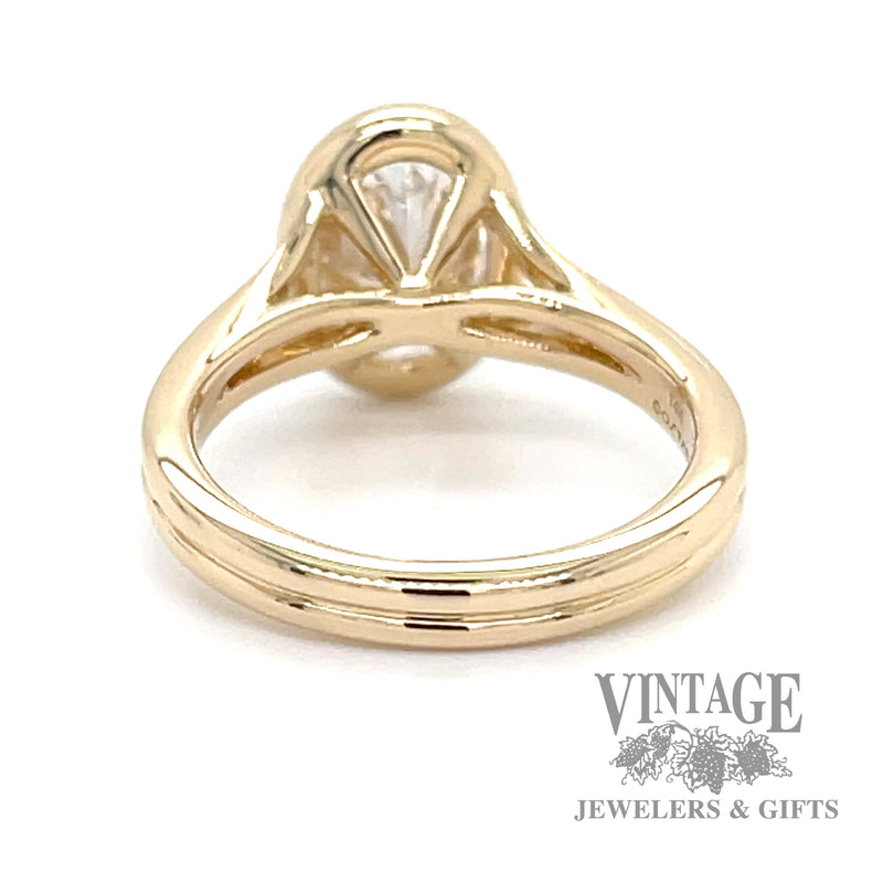 2.04 carat oval lab diamond bezel set 14k gold ring back