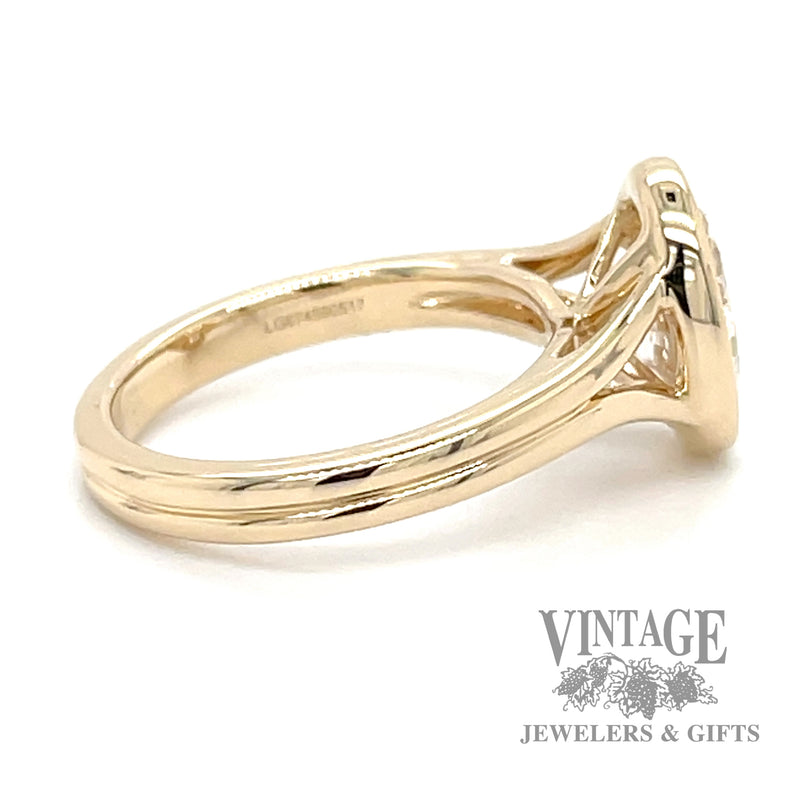 2.04 carat oval lab diamond bezel set 14k gold ring side