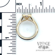 2.04 carat oval lab diamond bezel set 14k gold ring scale