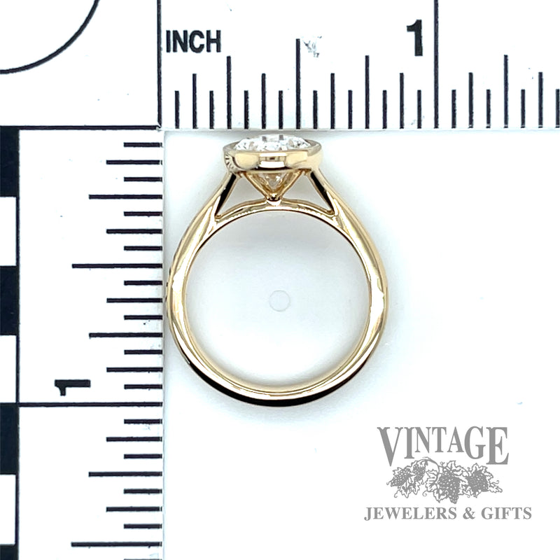 2.04 carat oval lab diamond bezel set 14k gold ring scale