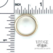 Tapered concave florentine textured 14k gold ring scale