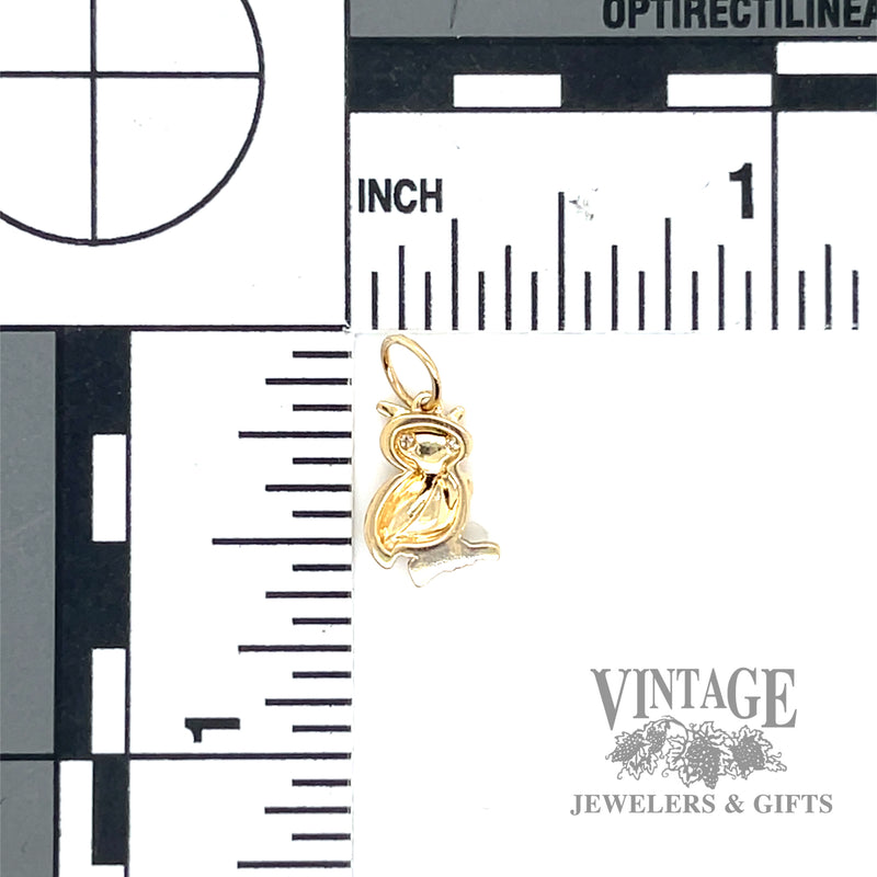 Owl with diamond accents 14k gold charm back and scale