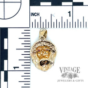 Ruby and 10k gold lion head pendant back and scale