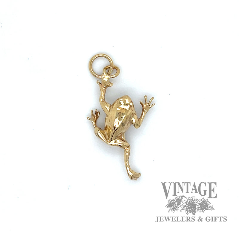 Climbing frog 14k gold pendant
