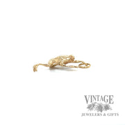 Climbing frog 14k gold pendant side