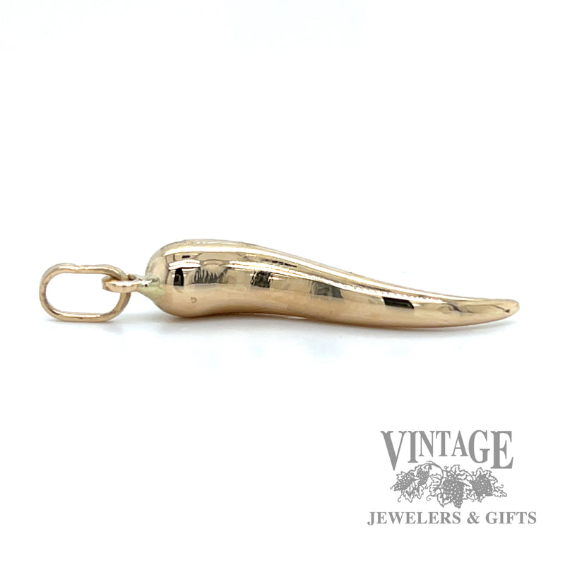 Italian horn 14k gold pendant side