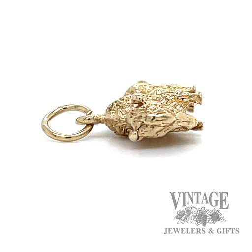 Bison 10k gold solid charm side