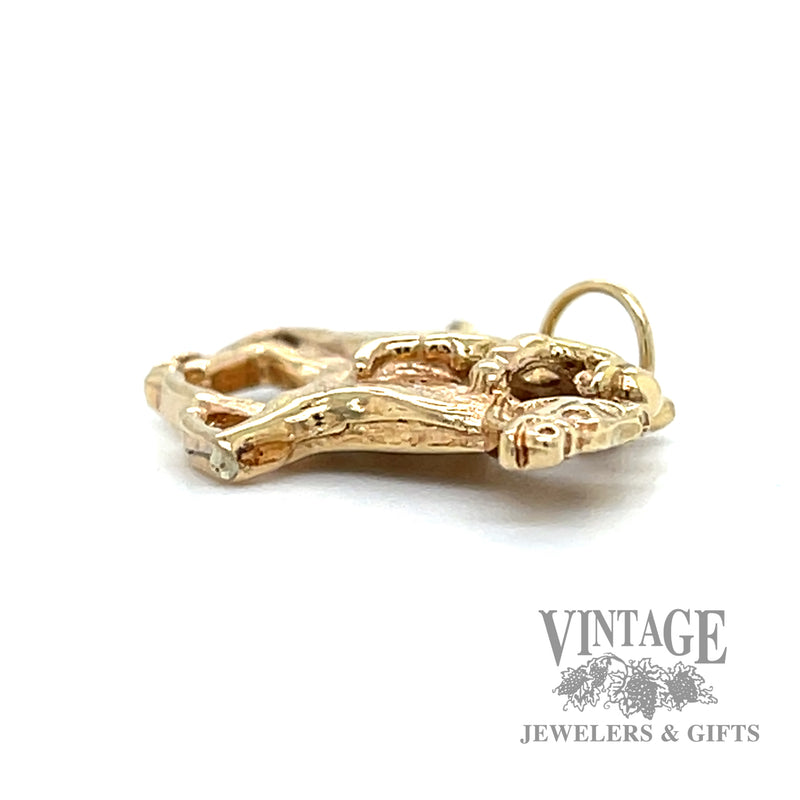 Horse racing 14k gold charm thickness