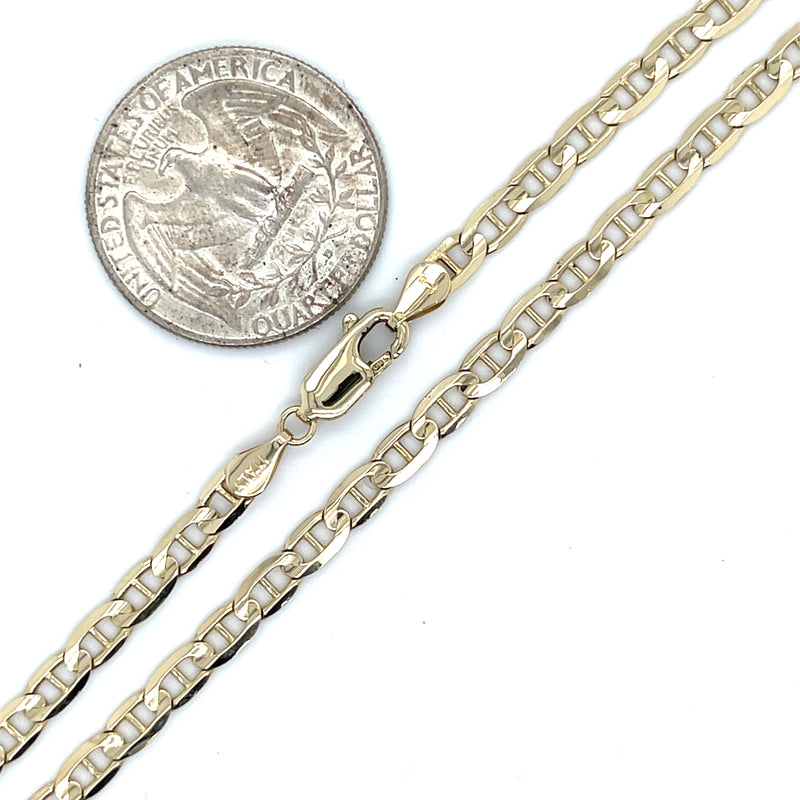 22" 14k gold 3.65 mm anchor chain necklace