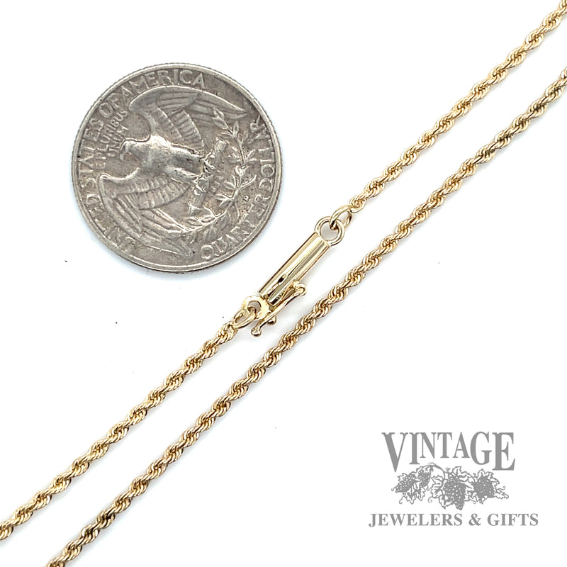 18" 14k gold 1.75 mm rope chain necklace