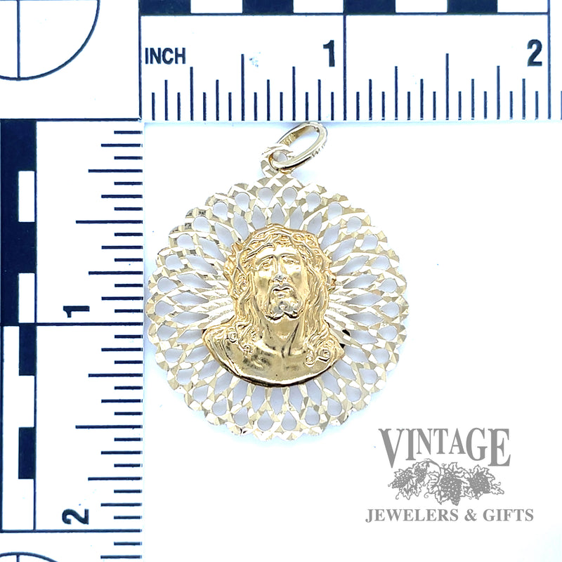 Jesus and virgin mary 14k gold pendant
