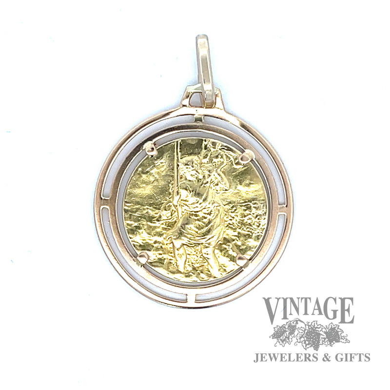Vintage French 18k gold St Christopher pendant