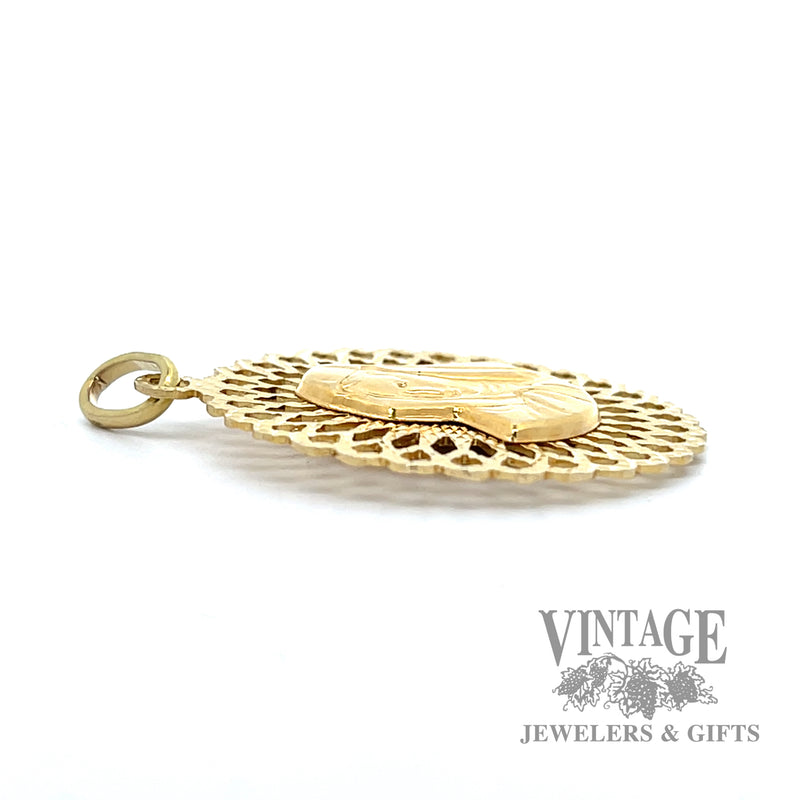 Jesus and virgin mary 14k gold pendant