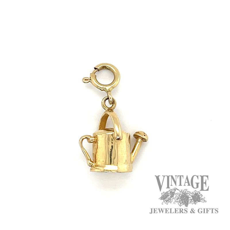 Gardening watering can 14k gold charm