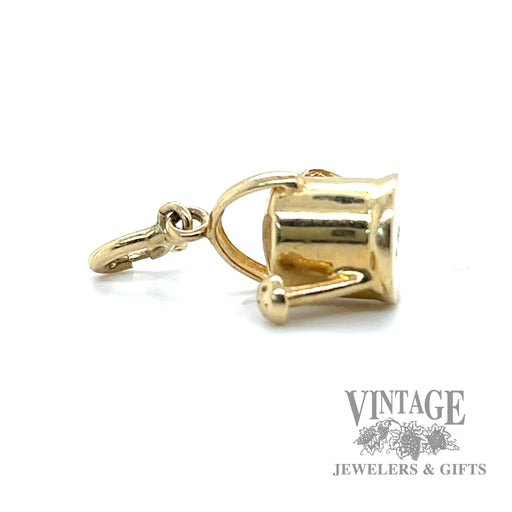Gardening watering can 14k gold charm Side