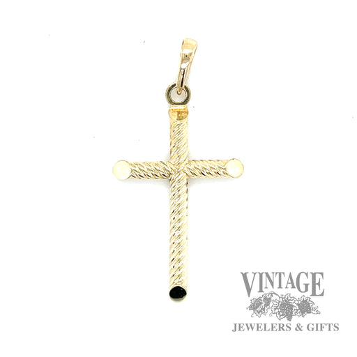 Twisted 14k gold cross pendant