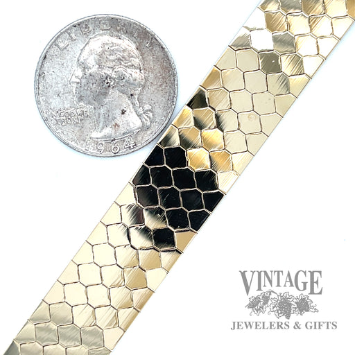 8" Flat Link 14k gold wide bracelet scale