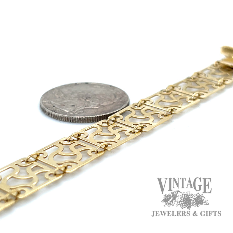 7" pierced link 18k gold bracelet side scale