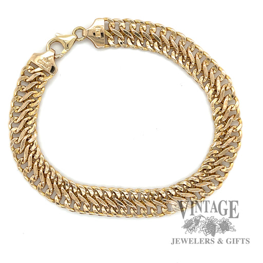 7.5" Double Curb link 14k gold hollow bracelet  round