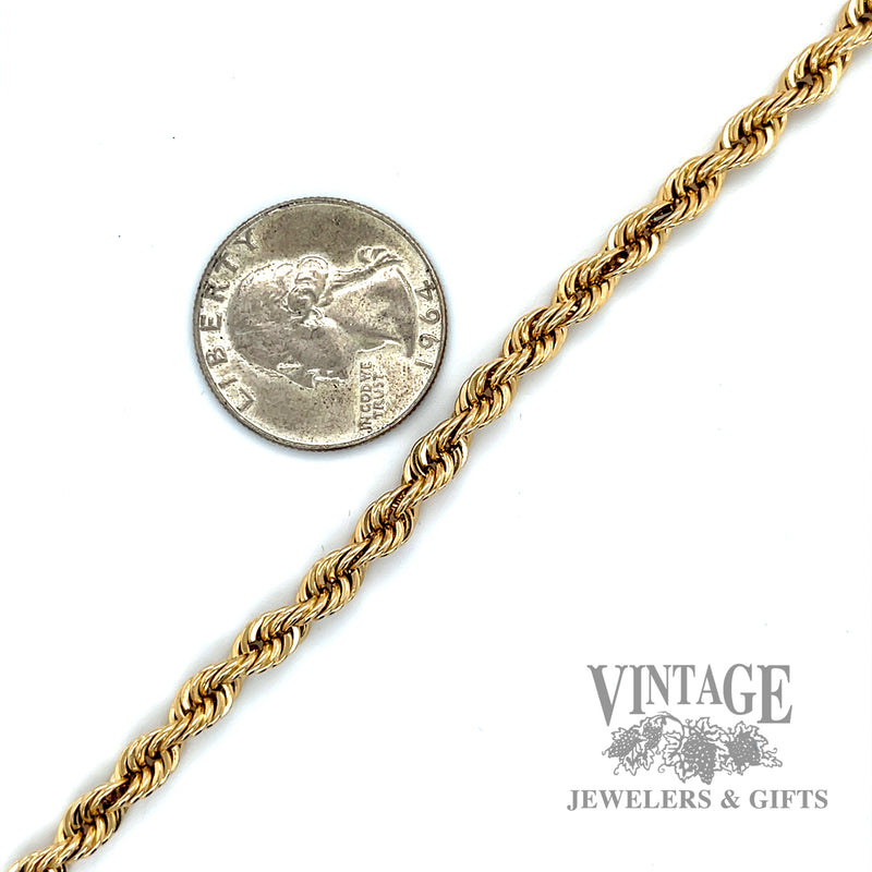 8.25" Rope link 14k gold bracelet  scale