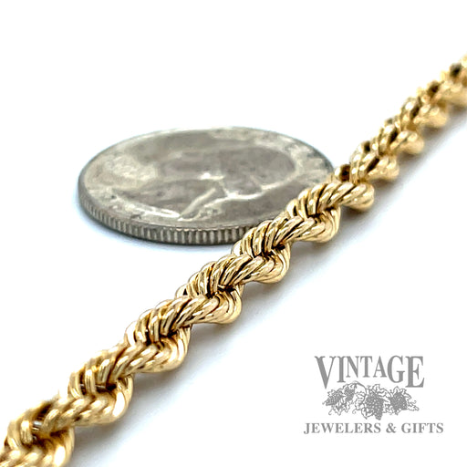 8.25" Rope link 14k gold bracelet side