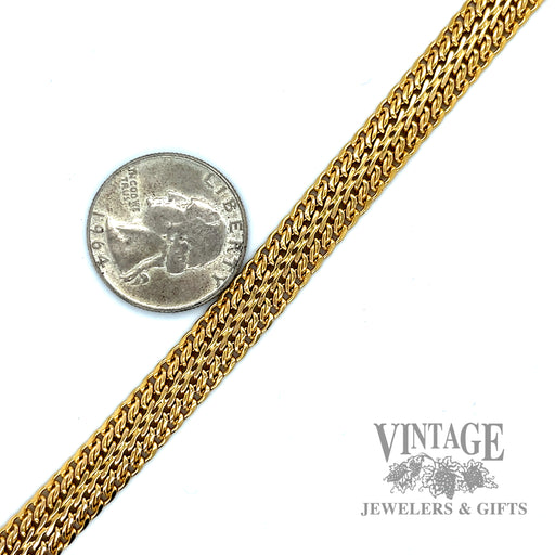 7.5" Curb link mesh hollow 14k gold bracelet scale