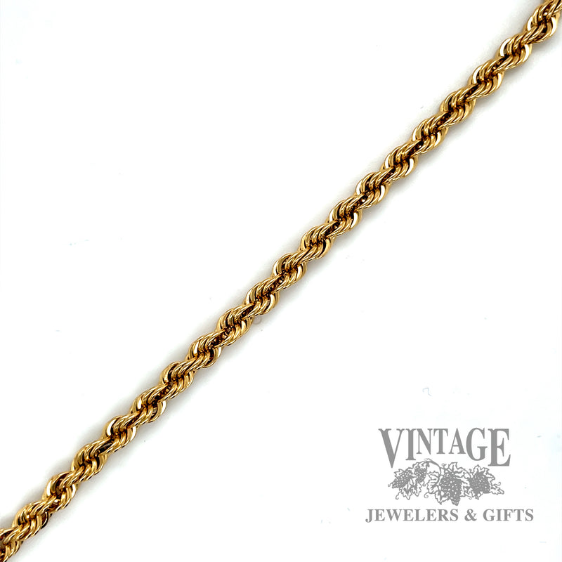 8.25" Rope link 14k gold bracelet