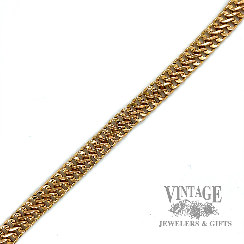 7.5" Double Curb link 14k gold hollow bracelet