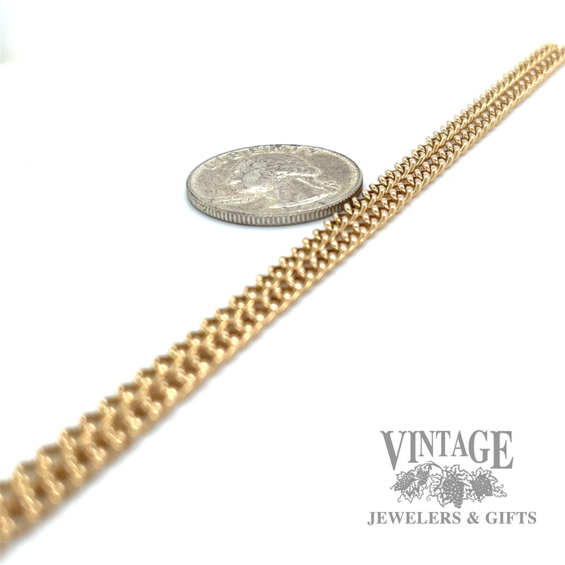 8.25" Double Curb Link 14 karat gold bracelet side scale