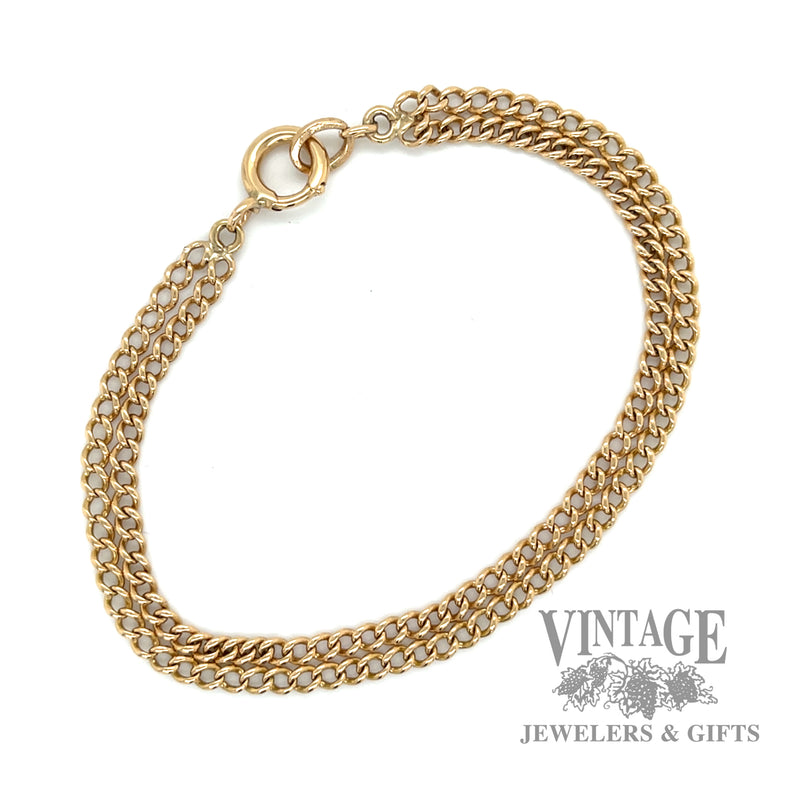 8.25" Double Curb Link 14 karat gold bracelet round