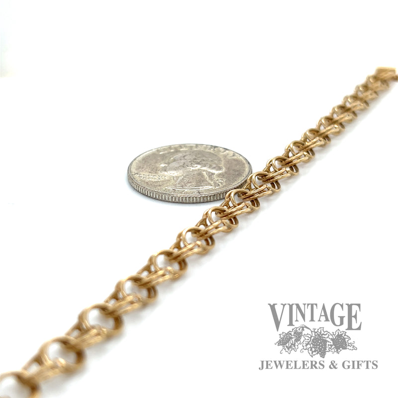 6.75" Cable line link 14k gold bracelet side